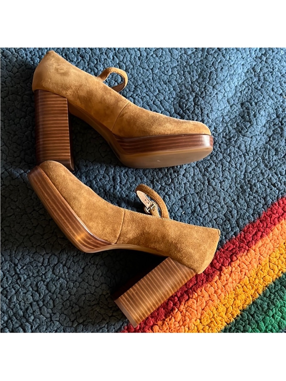 Jeffrey Campbell 8 Women’s Tan Suede Mary Jane Platform Heels Anthropologie
